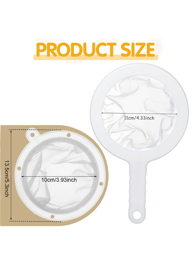 PAWSONIFY 2 Pcs Fine Mesh Strainer + 2PCSwith Handle Plastic Mesh Colander, 200 Mesh Food Grade Filter Mesh, for Filtering Coffee, Juice, Oils, Soy Milk - Image 3
